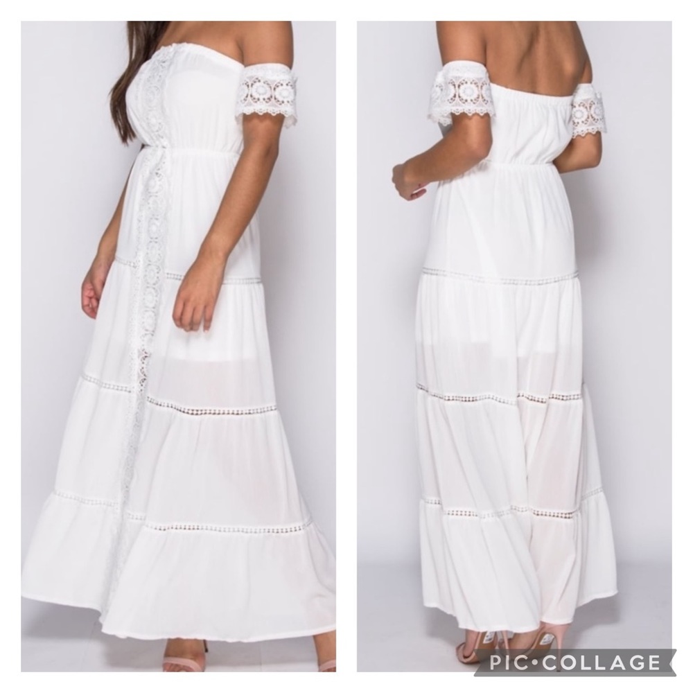 Bohemian Strapless White Maxi Dress New with tags!!